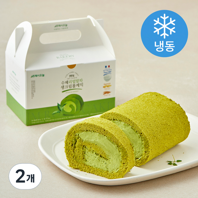 프레시오늘 우리밀 리얼버터 프랑스 우유생크림 99% 리얼 말차 수제 롤케익 (냉동), 230g, 2개