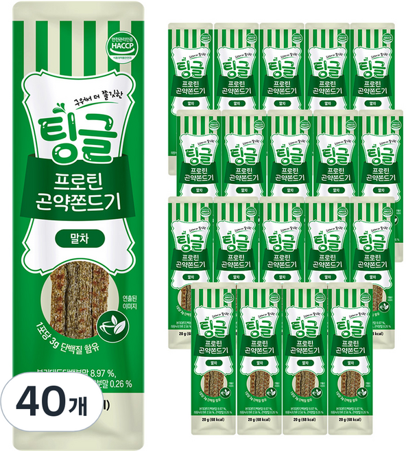 로엘 팅글 프로틴 곤약쫀드기 말차맛, 20g, 40개