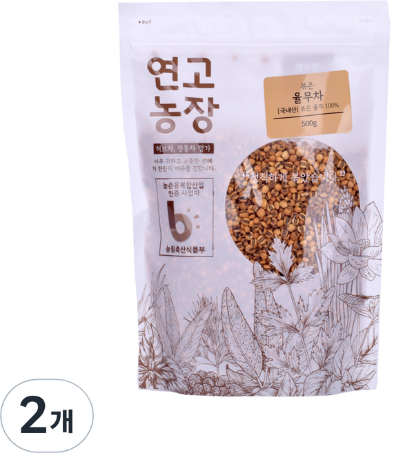연고농장 국내산 볶은 율무차, 500g, 2개, 1개입