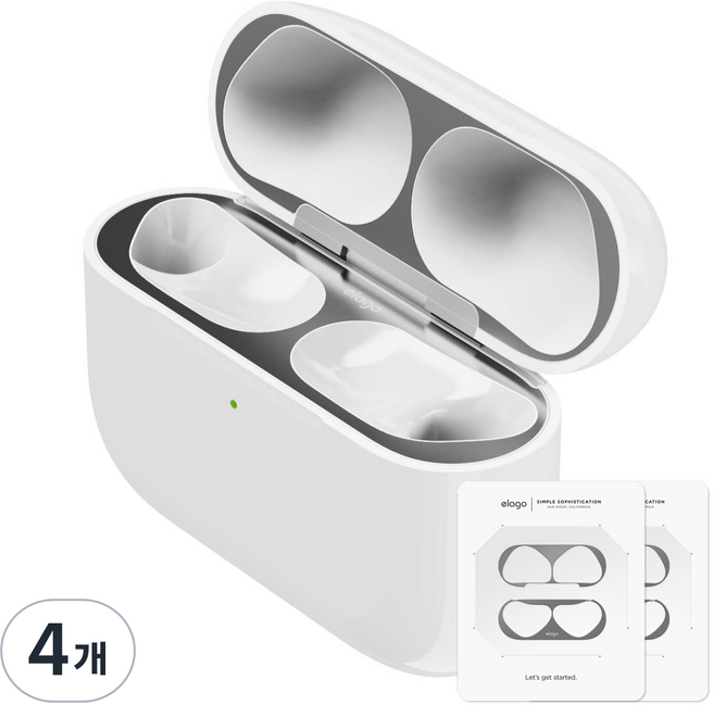 엘라고 에어팟 프로3 철가루 방지 스티커, 다크그레이, 4개