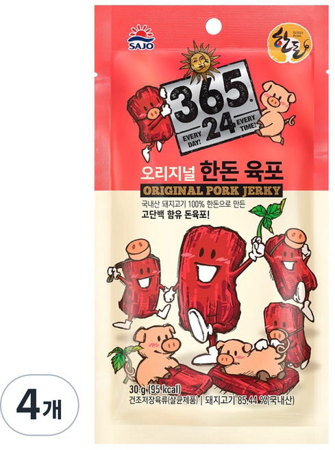 사조 오리지널 한돈 육포, 30g, 4개