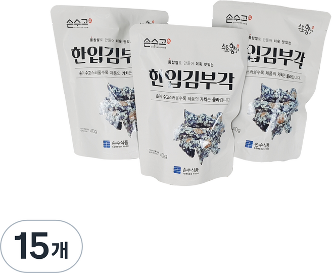 손수식품 손수고 한입 김부각, 40g, 15개