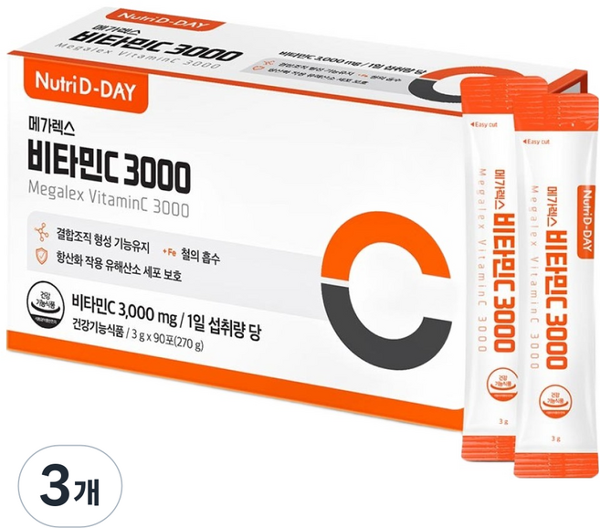 뉴트리디데이 메가렉스 비타민C 3000 90p, 3개, 90회분