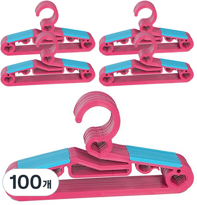 데코즈인 하트논슬립 어린이옷걸이, 핑크, 100개