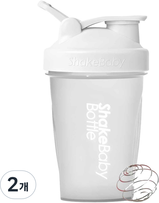 쉐이크베이비 보틀 쉐이커, 화이트, 600ml, 2개
