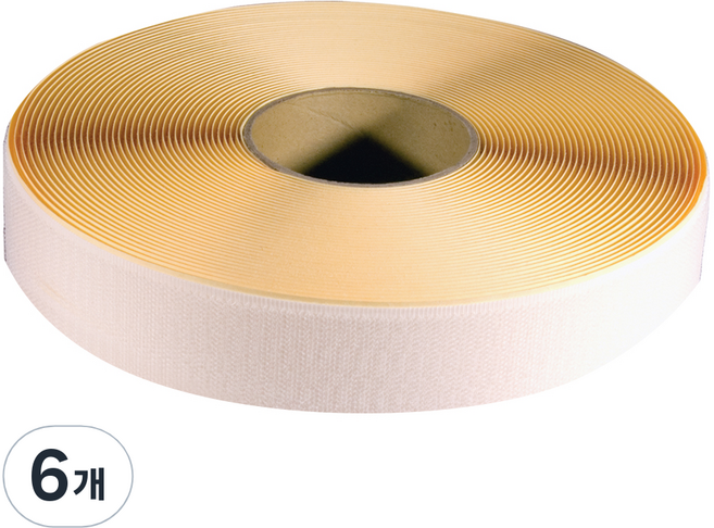 고무나라 벨크로 찍찍이 테이프 까슬이 흰색 18m, 6개