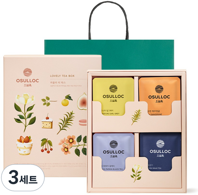 오설록 러블리 티박스 4종 x 3p 선물세트, 얼그레이 3p + 제주영귤 3p + 블랙티 3p + 달빛걷기 3p, 3세트