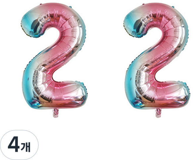 윰스 로즈쿼츠세레니티 디지털 숫자풍선 81cm, 숫자2, 4개