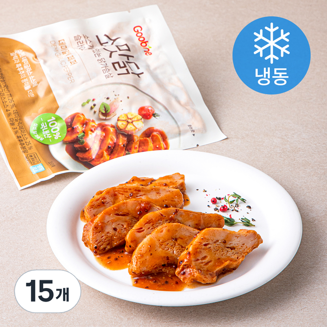 굽네 소스가 맛있는 닭가슴살 슬라이스 데미갈릭페퍼 (냉동), 120g, 1개입, 15개