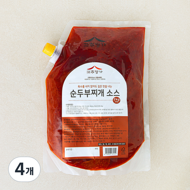 고추명가 순두부찌개 소스, 2kg, 4개