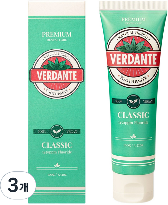 베르단테 고불소 잇몸치약, 100g, 3개