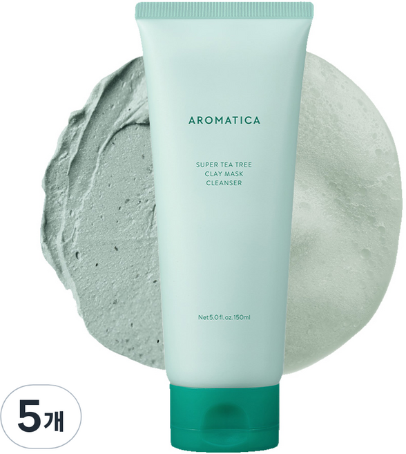 아로마티카 슈퍼 티트리 클레이 마스크 클렌저, 150ml, 5개