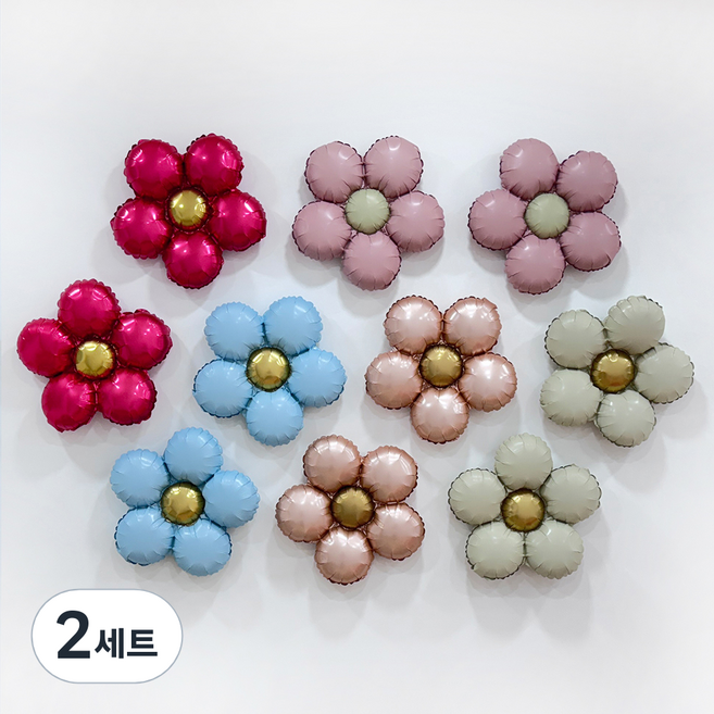 PARTY 09 花朵造型鋁箔氣球 5款 x 2入組, 2套, 5色混合