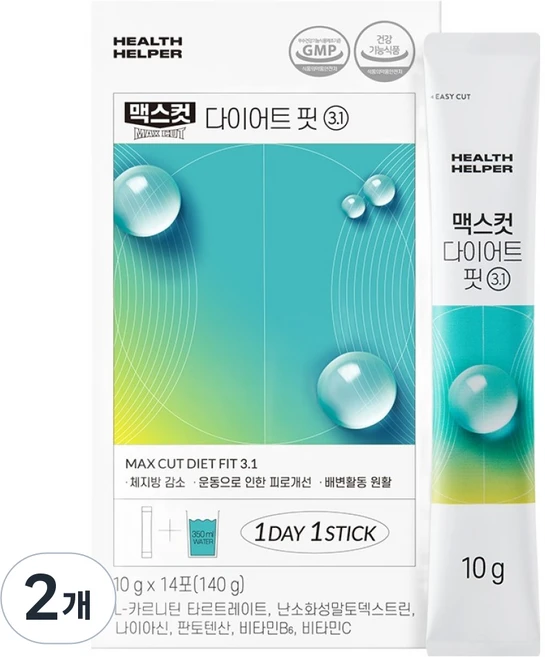 헬스헬퍼 맥스컷 다이어트 핏 3.1 14p, 140g, 2개 - 쿠팡
