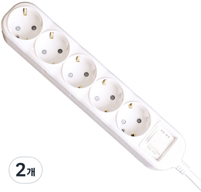 이어지다 접지 스위치 멀티탭 5구, 2.5m, 2개