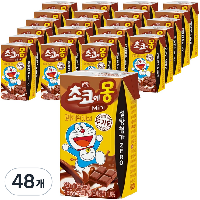 초코에몽 미니 무가당, 120ml, 48개