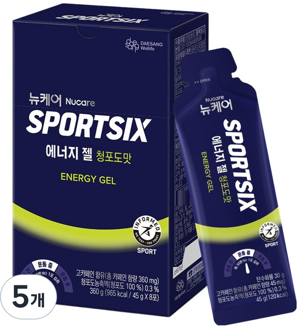 Nucare SPORTSIX 能量膠 青葡萄口味, 360g, 5個