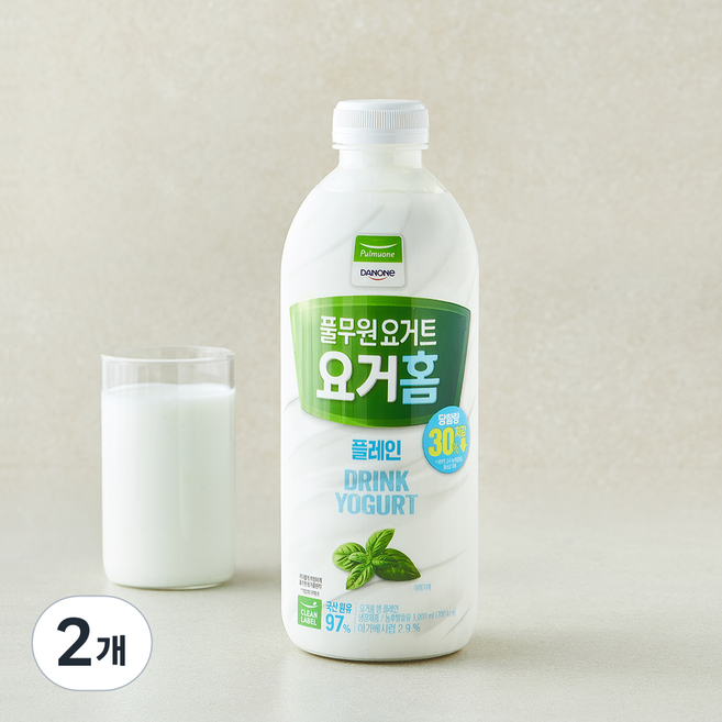 풀무원다논 요거홈 플레인, 2개, 1개입, 1L