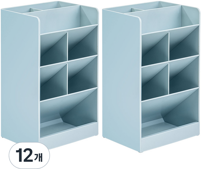델리 데스크 오거나이저 8칸 분리 사선꽂이 점보 정리함 8939-0, 밀크블루, 12개