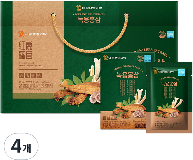 대웅생명과학 녹용 홍삼, 2.1L, 4개