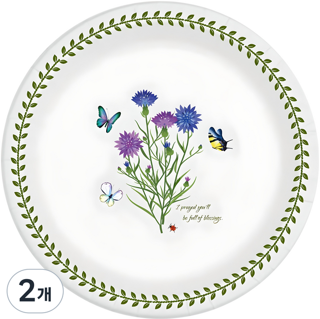 무상표 플라워 종이접시 23cm, 15개입, 2개