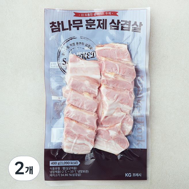 참나무 훈제 삼겹살, 400g, 2개
