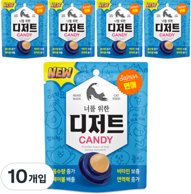 너를위한디저트 고양이 캔디, 연어맛, 3.5g, 10개