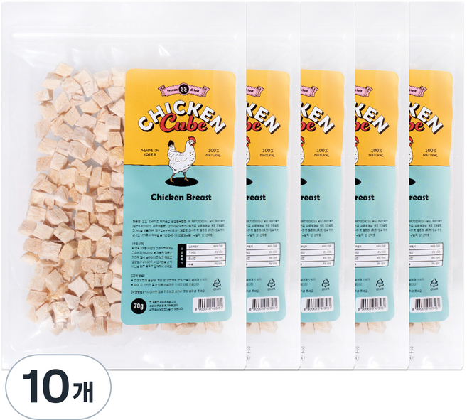 든든 반려동물 동결건조 간식, 70g, 닭가슴살, 10개