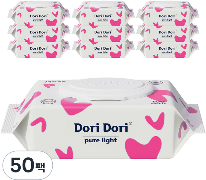 도리도리 퓨어라이트 아기물티슈 캡형, 50세트, 100매, 35g