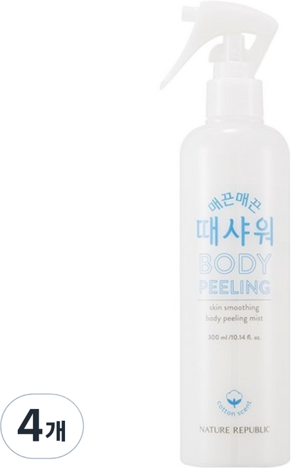네이처리퍼블릭 매끈매끈 때샤워 바디스크럽 코튼, 300ml, 4개