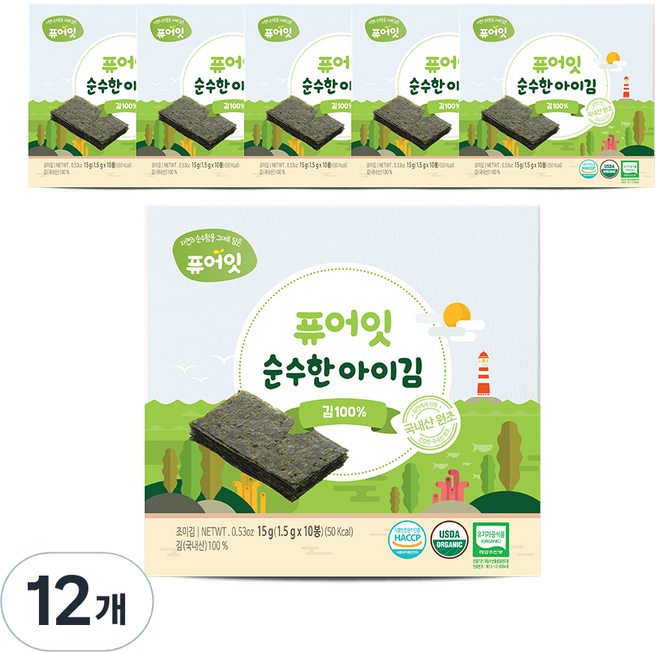 퓨어잇 순수한 아이김 김, 15g, 12개, 김