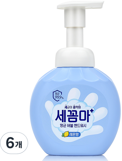 세균아꼼짝마 항균 버블 핸드워시 레몬향, 250ml, 6개