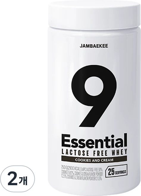 잠백이 에센셜 락토프리 웨이프로틴 파우더 쿠키앤크림맛, 750g, 2개 - 쿠팡
