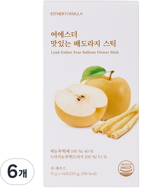 에스더포뮬러 여에스더 맛있는 배도라지 스틱, 210g, 6개