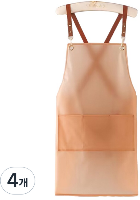 씨오브비 투명 방수 작업 앞치마, 오렌지, 4개