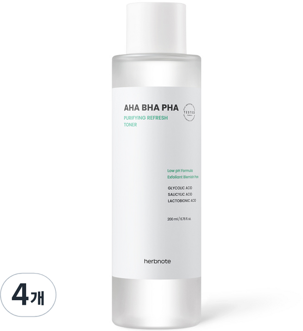 허브노트 아하 바하 파하 퓨리파잉 리프레쉬 토너, 4개, 200ml