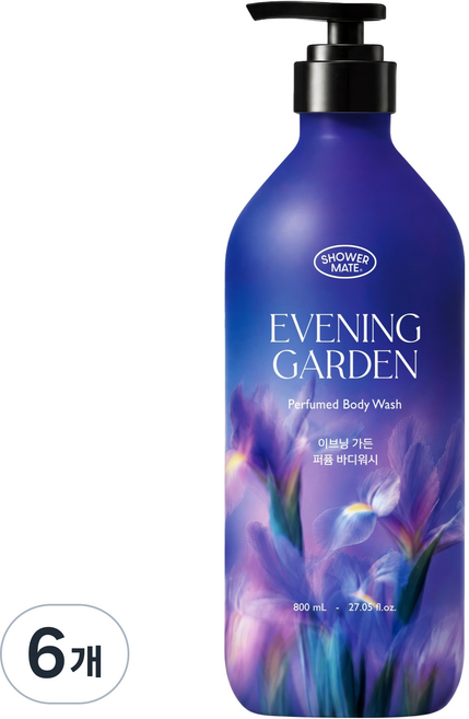 샤워메이트 이브닝 가든 퍼퓸 바디워시, 6개, 800ml