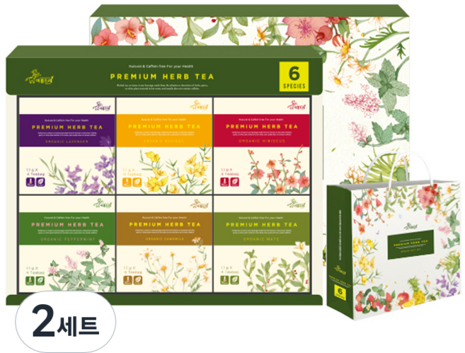 아름드레 유기농 삼각티백 허브차 선물세트, 6종, 2세트