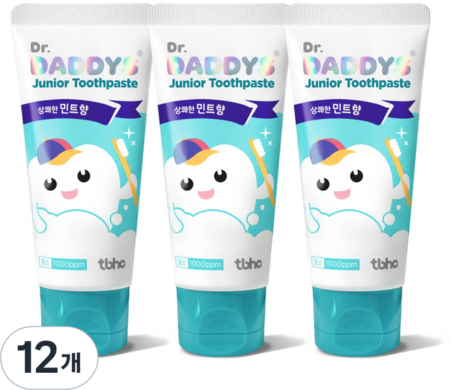 닥터데디스 튼튼 치약 어린이 불소 1000 민트향, 60g, 12개