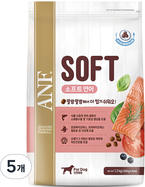 ANF 전연령용 독 소프트사료, 연어, 1.2kg, 5개