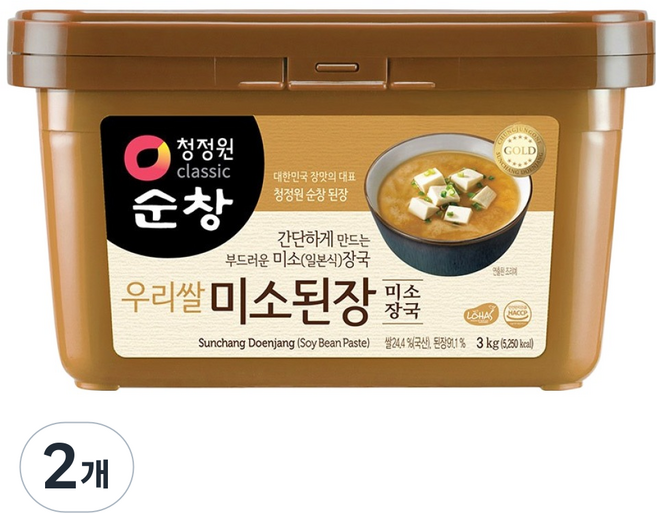 청정원순창 우리쌀 미소된장, 2개, 3kg