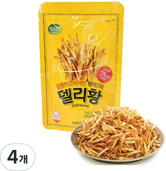 바다소리 델리황 버터맛 황태스낵, 50g, 4개