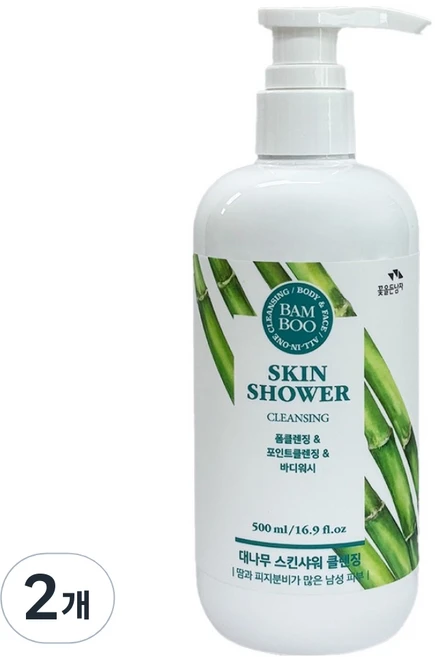 꽃을든남자 스킨샤워 클렌징 대나무, 500ml, 2개 - 쿠팡