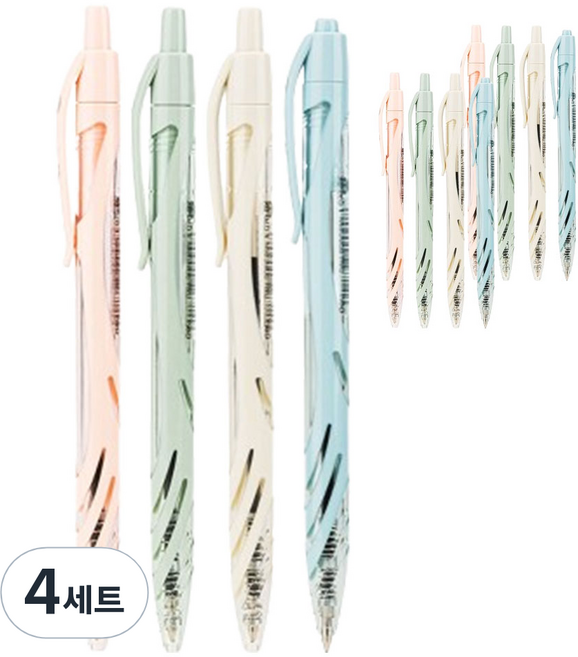 델리 그립바디 볼펜 4종 x 3p 세트 0.7mm EQ70, 아이보리, 핑크, 그린, 블루, 4세트