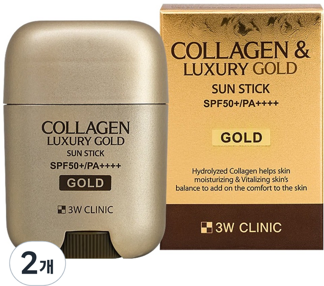 3W클리닉 콜라겐 앤 럭셔리 골드 선스틱 SPF50+ PA++++, 18g, 2개