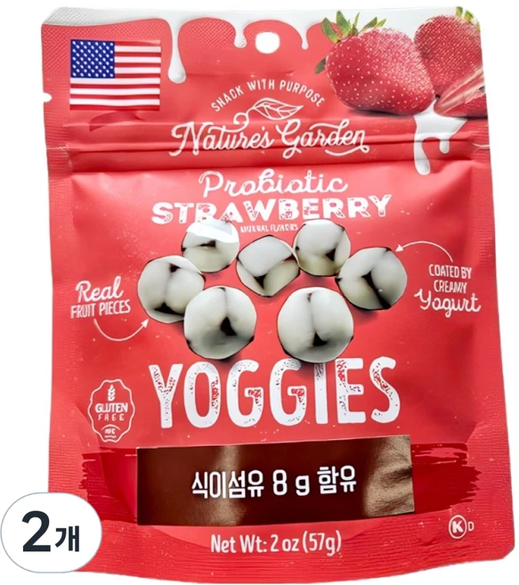 네이쳐스가든 요거트볼 스트로베리, 57g, 2개 - 쿠팡