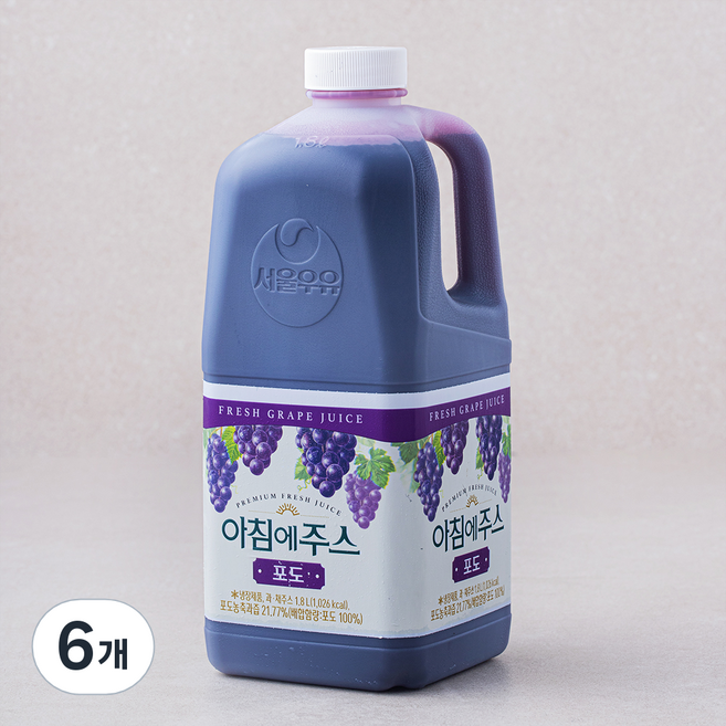 서울우유 아침에주스 포도, 1.8L, 6개