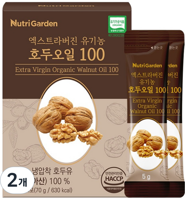 뉴트리가든 엑스트라버진 유기농 호두오일 100 14p, 70g, 2개