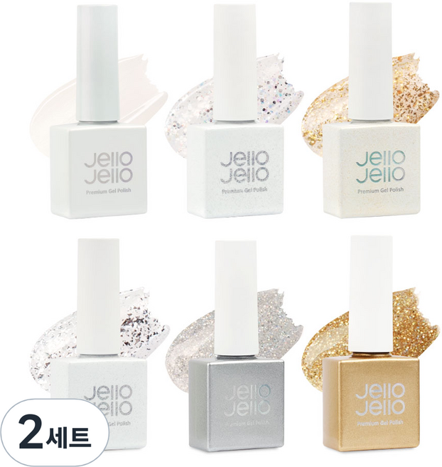 젤로젤로 글리터 젤네일 시리즈 쥬얼리터 6종 세트, 펄리화이트, 다이아, 24K, 92.5 silver, 홀로실버, 홀로골드, 2세트, 10ml
