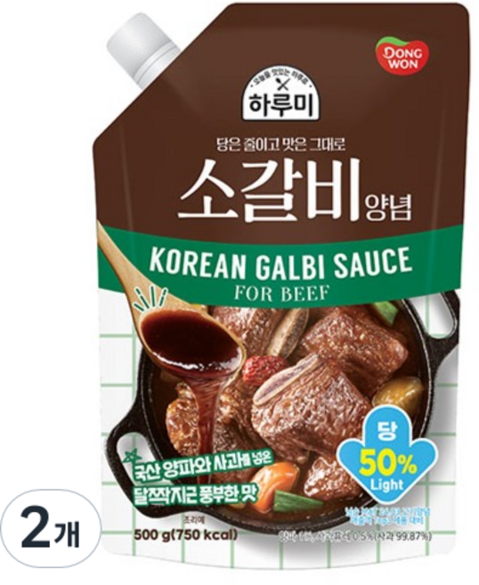 동원 하루미 소갈비 양념, 2개, 500g